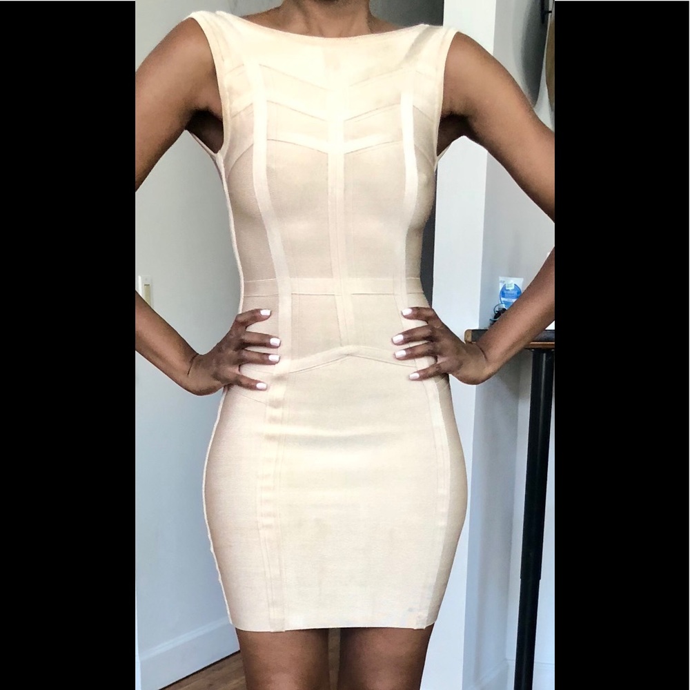 Bebe beige bandage dress